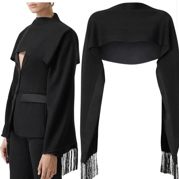 Burberry Black Silk Tux Scarf / Capelet - OS, NWT - Picture 2 of 8